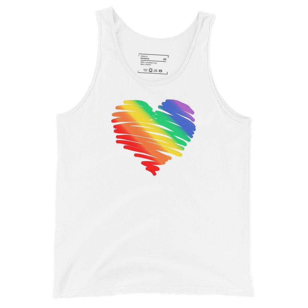 Rainbow Pride Watercolor Heart Tank Top - Tank Top - Free 2 B