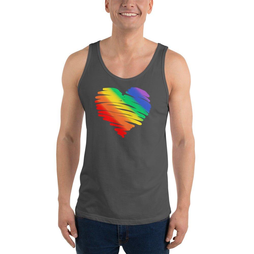 Rainbow Pride Watercolor Heart Tank Top - Tank Top - Free 2 B