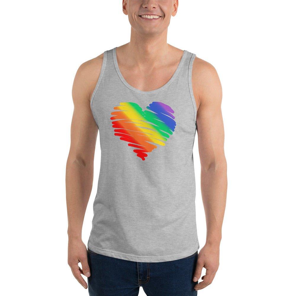 Rainbow Pride Watercolor Heart Tank Top - Tank Top - Free 2 B