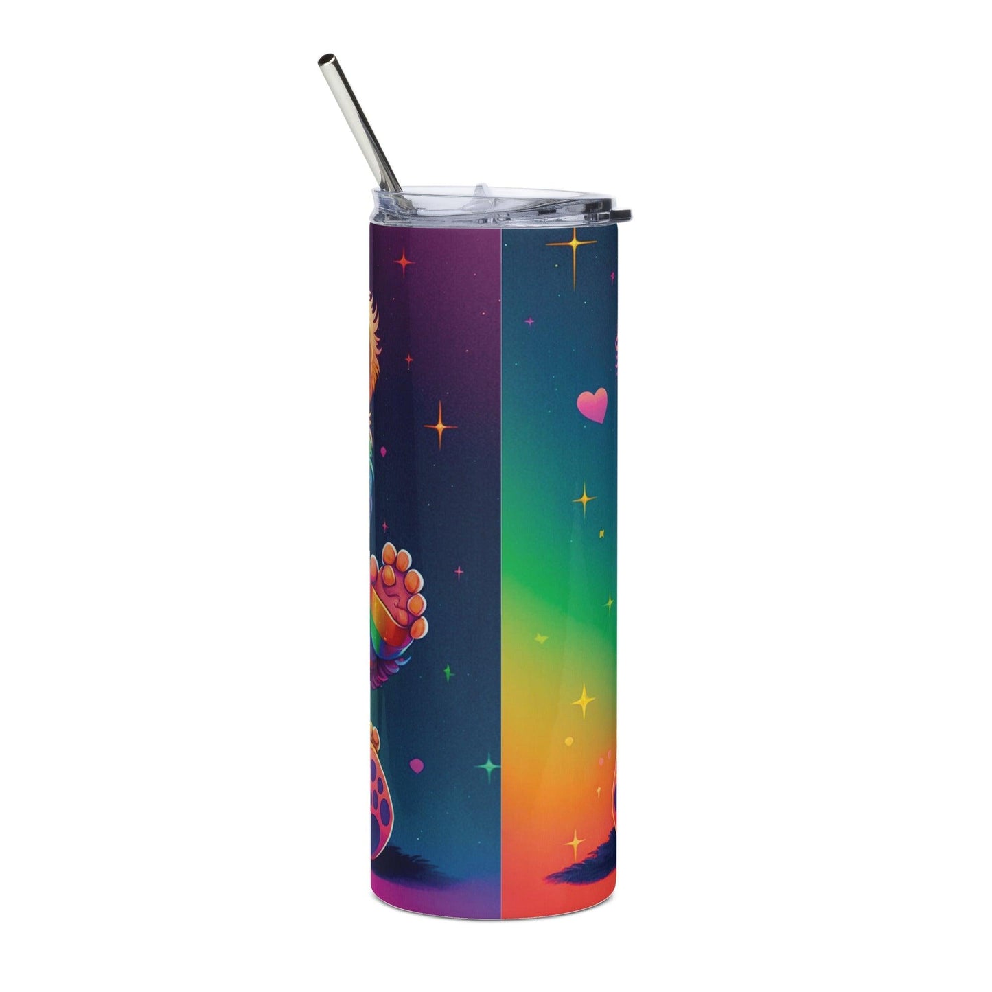 Teddy Bear in Rainbow Shirt and Bowtie Tumbler - Tumbler - Free 2 B